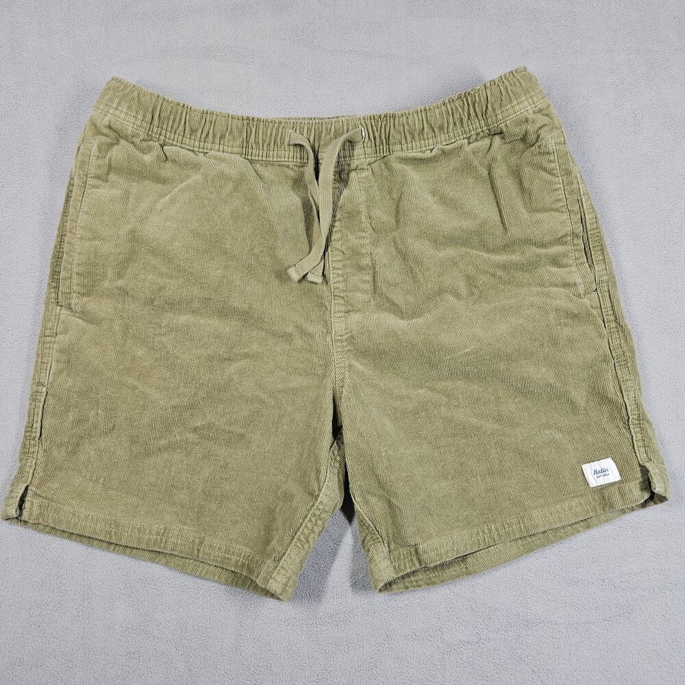 Katin Shorts Men Large Corduroy Elastic Waist Drawstring Green Surf Casual Beach